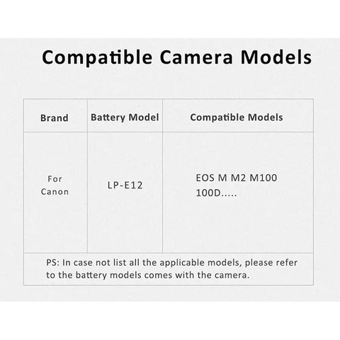 Kingma Canon LP-E12 Camera Battery 750mAh