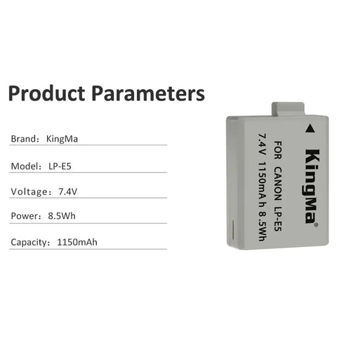 Kingma Canon LP-E5 Camera Battery 1150mAh