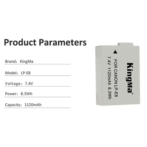 Kingma Canon LP-E8 Camera Battery 1120mAh