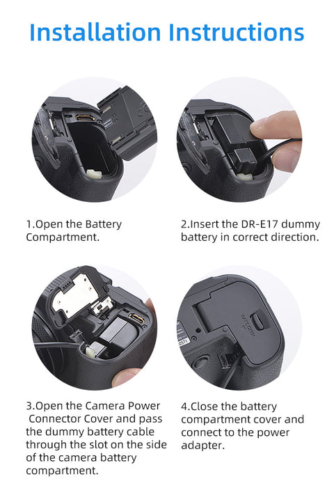 Kingma Dr-lpe17-m Lp-e17 Canon Dummy Battery + Ac-power Supply with Plug • Camerastuff • South Africa
