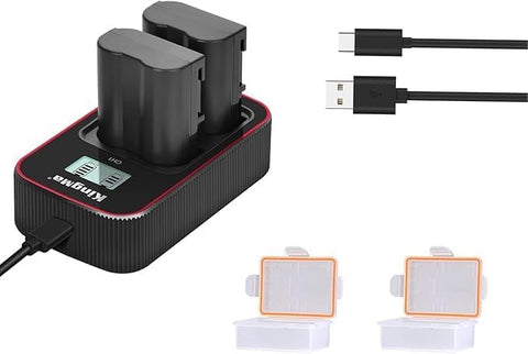 KingMa EN-EL15 Battery LCD USB Dual Charger with 2 Batteries Kit
