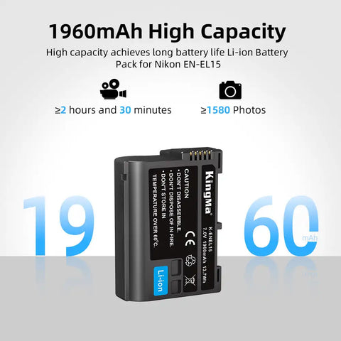 Kingma Nikon EN-EL15 Camera Battery 1960mAh
