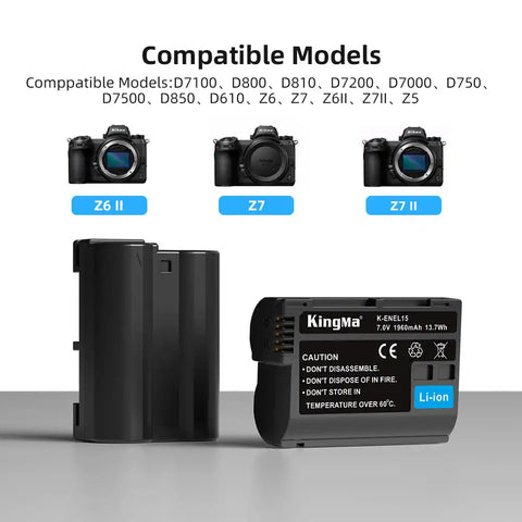 Kingma Nikon EN-EL15 Camera Battery 1960mAh