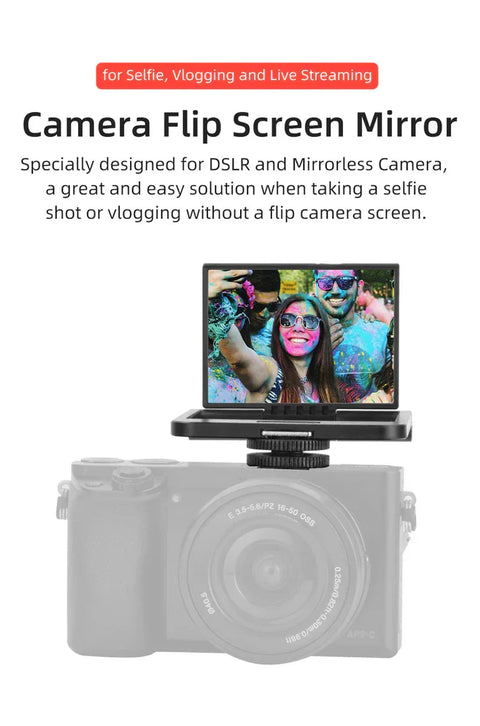 Kingma Portable VL009 Selfie or Vlogging Mirror with Cold Shoe Mount