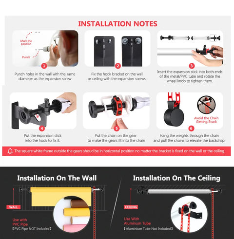 Neewer 1-pulley Roller Wall/ceiling Mounting Manual Backdrop Reeling System • Camerastuff • South Africa