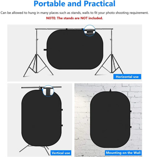 Neewer 150x200cm White & Black Folding Collapsible Backdrop • Camerastuff • South Africa
