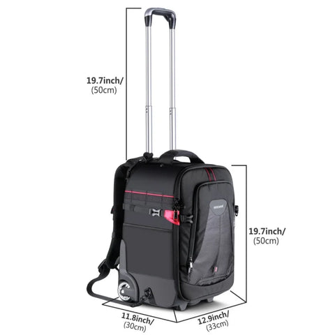 Neewer 2-in-1 Trolley Wheeled Camera Backpack Bag Red (10090011) • Camerastuff • South Africa