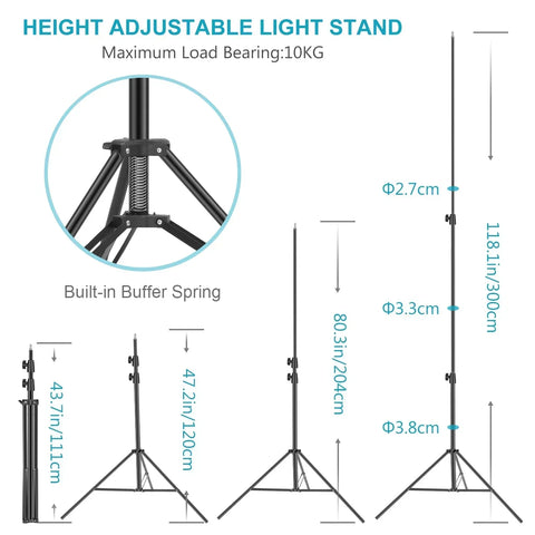 Neewer 2-pack 300cm Spring-loaded Light Stand Kit with Sandbags • Camerastuff • South Africa