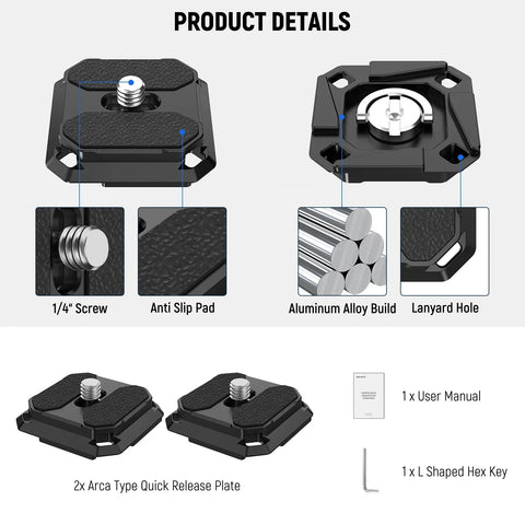Neewer 2-pack Quick Release Plate with Four Side Arca Type Slots & 1/4’’ Screw • Camerastuff • South Africa