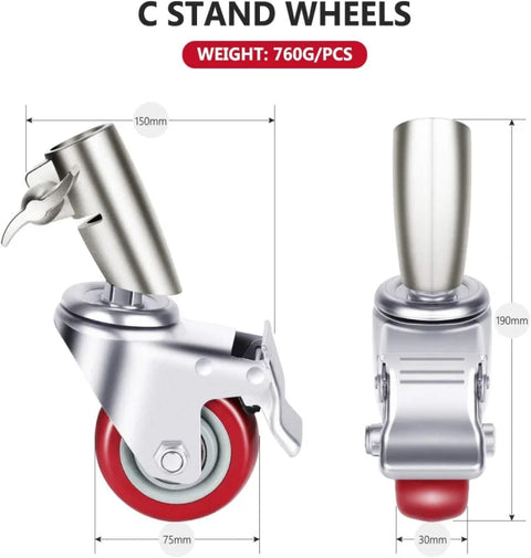 Neewer 3-pack 75mm Diameter Swivel Caster Wheels for C-stands • Camerastuff • South Africa
