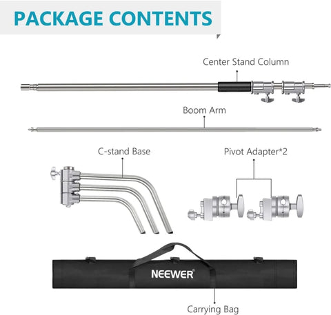 Neewer 300cm Adjustable C-stand Light Stand with Extension Boom Arm Removable Turtle-base and Carry Bag • Camerastuff