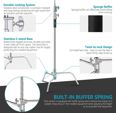 Neewer 300cm Adjustable C-Stand Light Stand with Extension