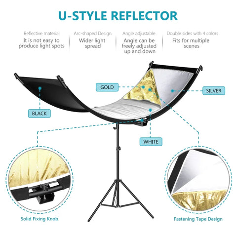 Neewer 4-in-1 167x61cm Clamshell Curved Reflector with Carry Bag (no Stand Included) • Camerastuff • South Africa