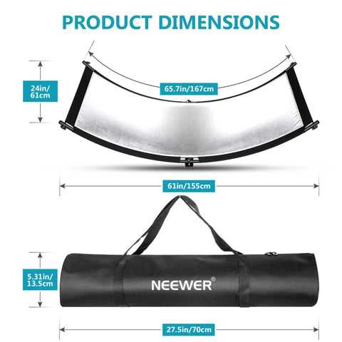Neewer 4-in-1 167x61cm Clamshell Curved Reflector with Carry Bag (no Stand Included) • Camerastuff • South Africa