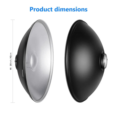 Neewer 55cm Silver Beauty Dish with Diffuser Cloth and Honeycomb Grid • Camerastuff • South Africa