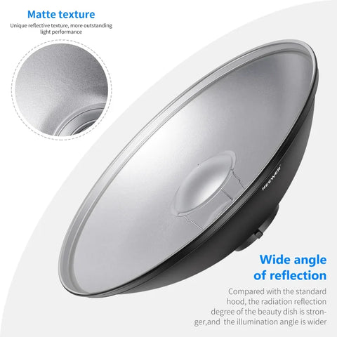 Neewer 55cm Silver Beauty Dish with Diffuser Cloth and Honeycomb Grid • Camerastuff • South Africa