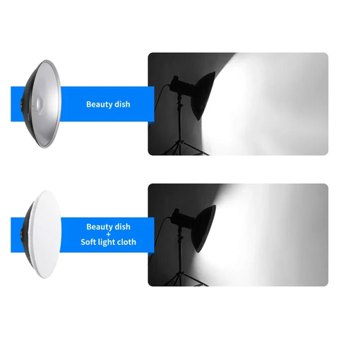 Neewer 55cm Silver Beauty Dish with Diffuser Cloth and Honeycomb Grid • Camerastuff • South Africa