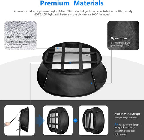 Neewer 58cm Collapsible Softbox with Grid for 660 Pro Led Constant Light Panel • Camerastuff • South Africa