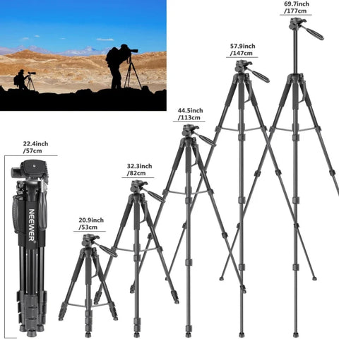Neewer 70’’/177cm Portable Aluminium 2-in-1 Tripod and Monopod with Pan Tilt Head • Camerastuff • South Africa