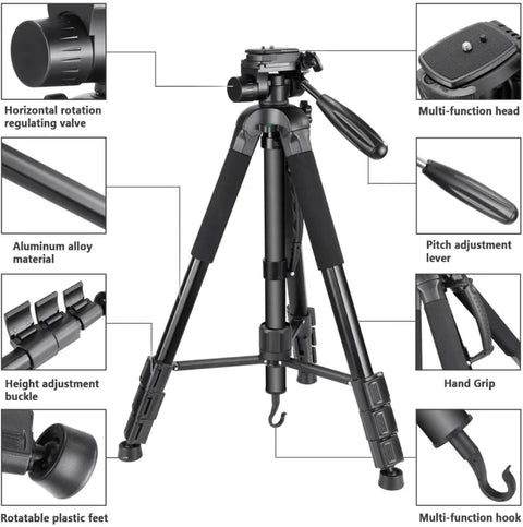 Neewer 70’’/177cm Portable Aluminium 2-in-1 Tripod and Monopod with Pan Tilt Head • Camerastuff • South Africa