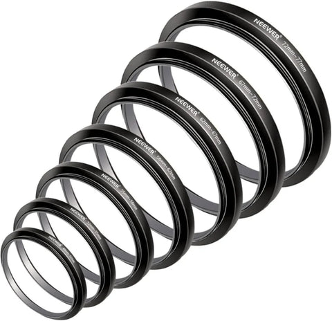 Neewer 8-piece Anodized Aluminum Step-up Adapter Ring Set • Camerastuff • South Africa