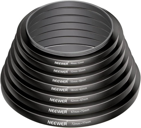 Neewer 8-piece Anodized Aluminum Step-up Adapter Ring Set • Camerastuff • South Africa