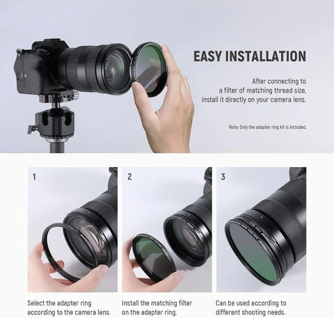 Neewer 9 Pieces Step-Ip Lens Filter Adapter Rings Set