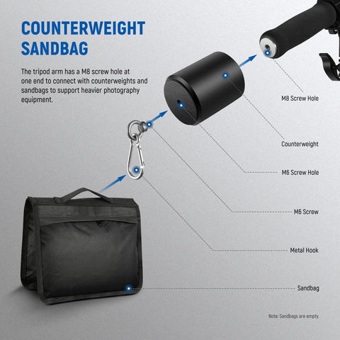 Neewer 90-156cm Boom Arm Including Weight and Sandbag