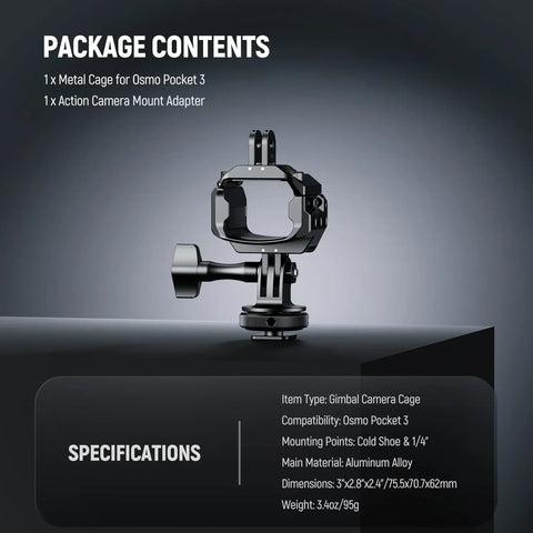 Neewer AC009 PRO Metal Cage For DJI Osmo Pocket 3  &  Bracket