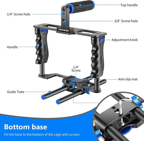Neewer Aluminum Alloy Video Camera Film Cage & Rig with Top Side Handles • Camerastuff • South Africa