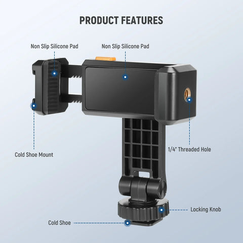 Neewer BASICS SP 10 Smartphone Tripod Mount Holder with 1/4Inch Thread & Cold Shoe