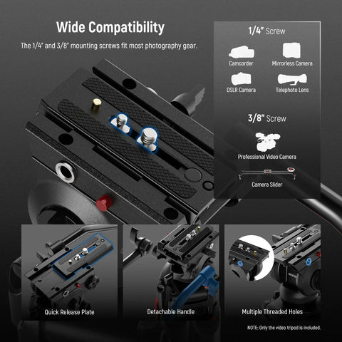 Neewer Basics Tp37 74’’/187cm Aluminium Video Tripod with Fluid Head • Camerastuff • South Africa
