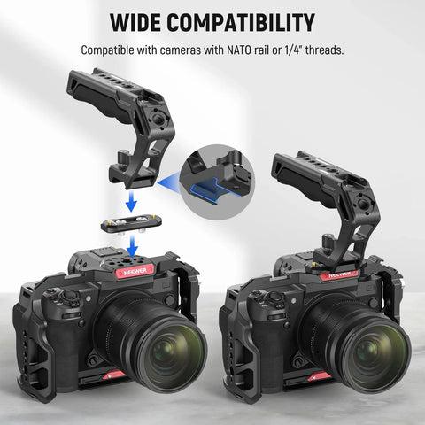 Neewer CA008 Quick Release Top Handle With Nato Rail and Clamp Grip for Camera Cages