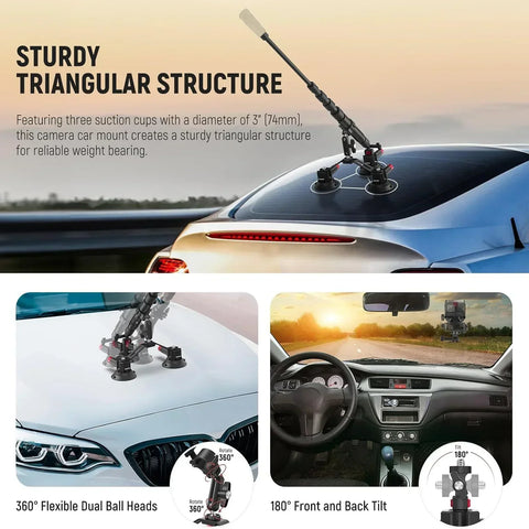 Neewer Ca065 Triple Suction Cup Car Mount • Camerastuff • South Africa