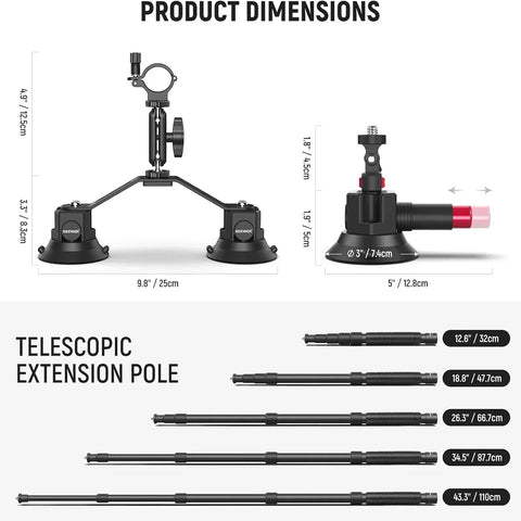Neewer Ca065 Triple Suction Cup Car Mount • Camerastuff • South Africa