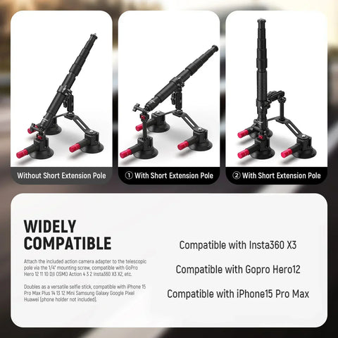 Neewer Ca065 Triple Suction Cup Car Mount • Camerastuff • South Africa