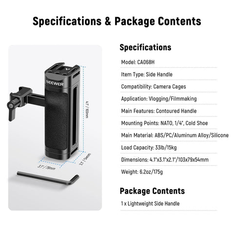 Neewer Ca068h Lightweight Nato Side Handle • Camerastuff • South Africa