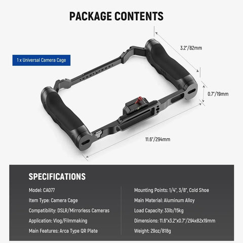 Neewer Ca077 Universal Video Camera Cage with Arca Quick-release • Camerastuff • South Africa