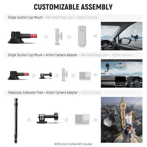 Neewer Ca136 Triple Suction Cup Extension Pole Car Mount Kit • Camerastuff • South Africa