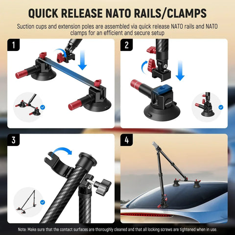Neewer CA136 Triple Suction Cup Extension Pole Car – CameraStuff