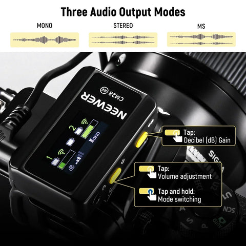 Neewer Cm28 Wireless Lavalier Lapel Microphone with Charging Case and Built-in 4gb Storage • Camerastuff • South Africa