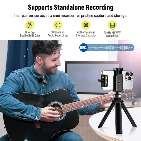 Neewer Cm28 Wireless Lavalier Lapel Microphone with Charging Case and Built-in 4gb Storage • Camerastuff • South Africa