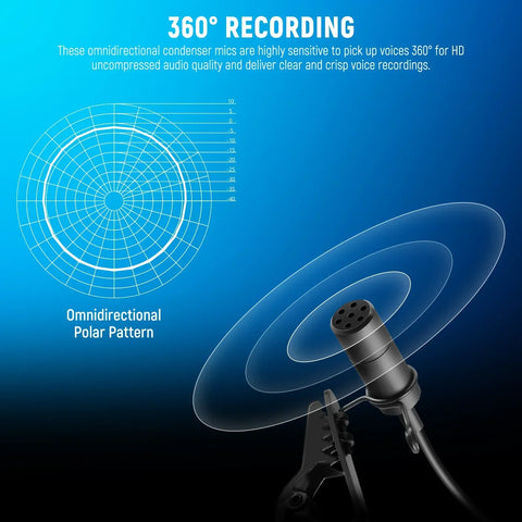 Neewer Cm5 2-pack Wired Lavalier Lapel Omnidirectional Condenser Microphone • Camerastuff • South Africa