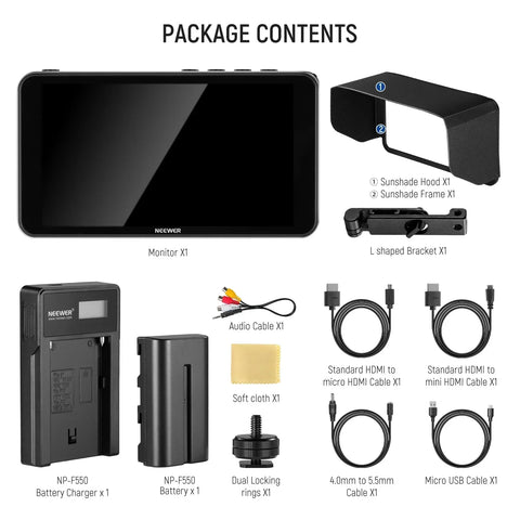 Neewer F500 5.5 Inch Touchscreen Field Camera Monitor with Li-ion Battery • Camerastuff • South Africa