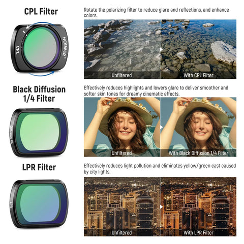 Neewer Fl-p10 14-pack Magnetic Nd & Cpl Effect Filter Set for Dji Osmo Pocket 3 • Camerastuff • South Africa