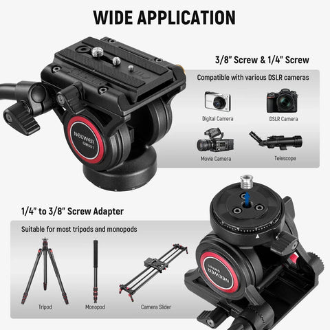 Neewer Gm001 Aluminium Alloy Video Fluid Head for Tripods/monopods • Camerastuff • South Africa