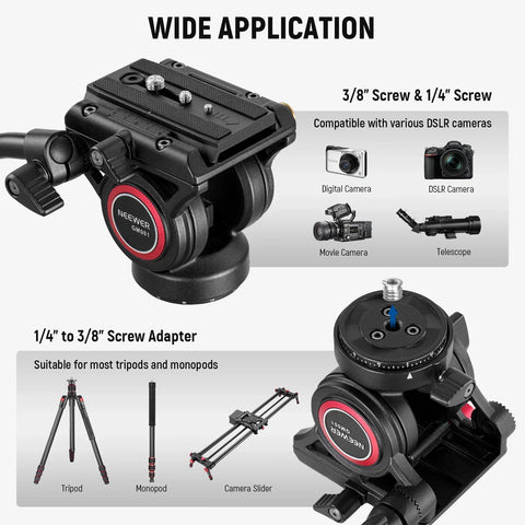 Neewer Gm001 Aluminium Alloy Video Fluid Head for Tripods/monopods • Camerastuff • South Africa