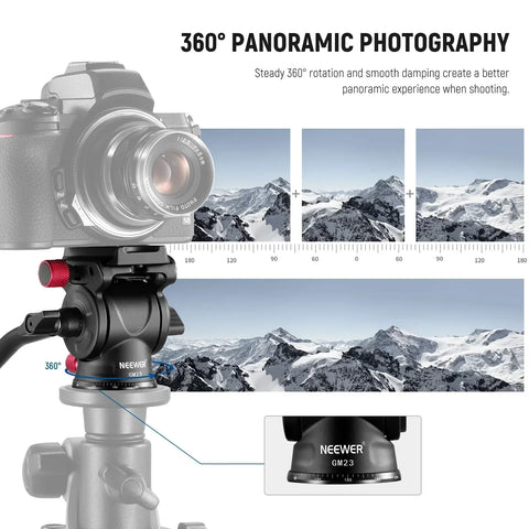 Neewer Gm23 Fluid Tripod Head with Handle & Arca Type Quick Release • Camerastuff • South Africa