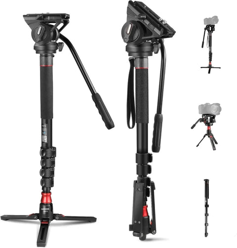 Neewer Gm76 70’’/179cm Aluminium Monopod with Fluid Head and Foot Base • Camerastuff • South Africa