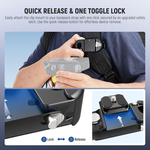 Neewer Gp67 Camera Backpack Actioncam Clip Mount with Arca Quick Release • Camerastuff • South Africa